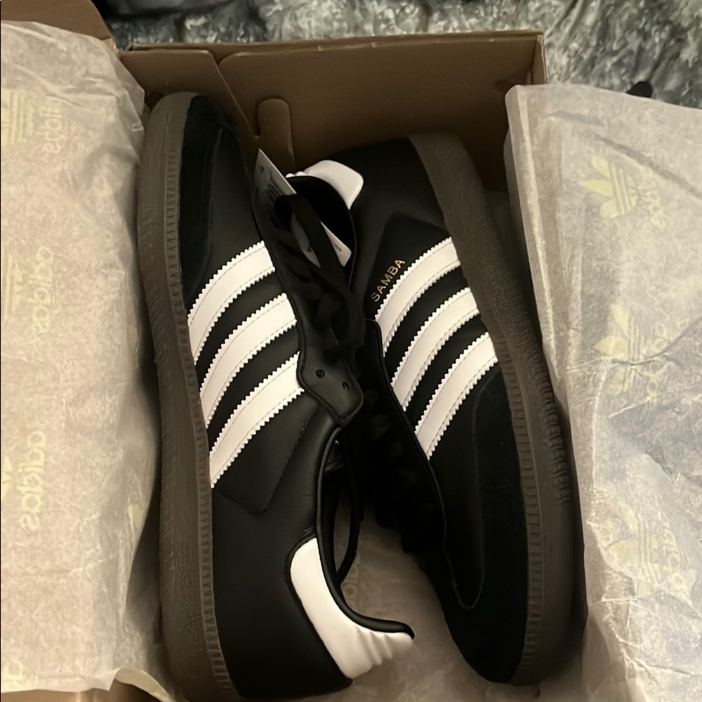 Adidas Men's Black and White Samba Sneakers